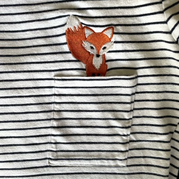 ModCloth Fox White Blue Striped Tee Shirt 3/4 Sleeves, XSmall - Picture 3 of 5